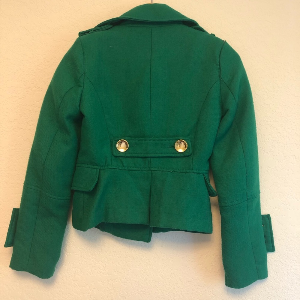XOXO Green Pea Coat with Gold Buttons - Picture 2 of 2